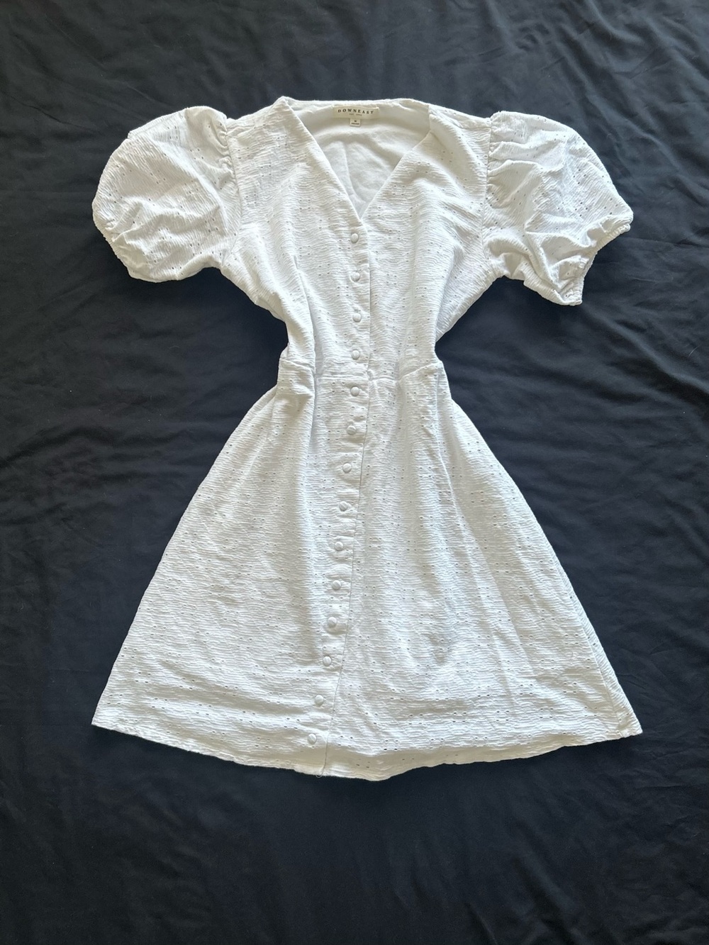Downeast White Textured Puff Sleeve Dress - Size M